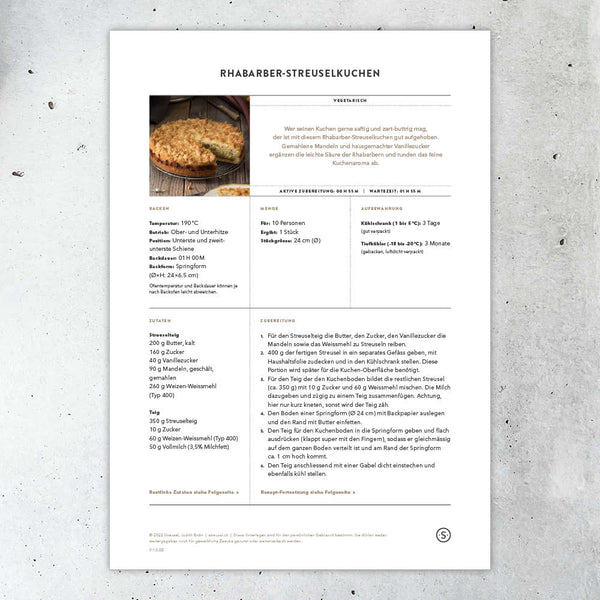 Rhabarber-Streuselkuchen (Rezeptblatt)