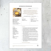 Getränkter Zitronencake (Rezeptblatt)