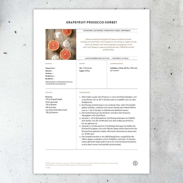 Grapefruit-Prosecco-Sorbet (Rezeptblatt)